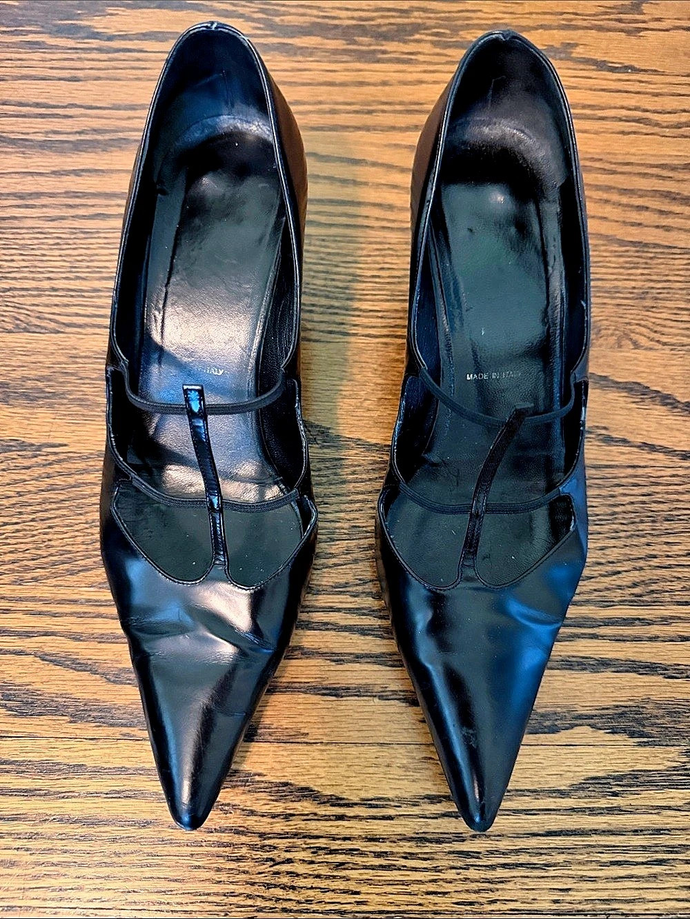 PRADA Black Pointed Toe Mary Jane Heels
